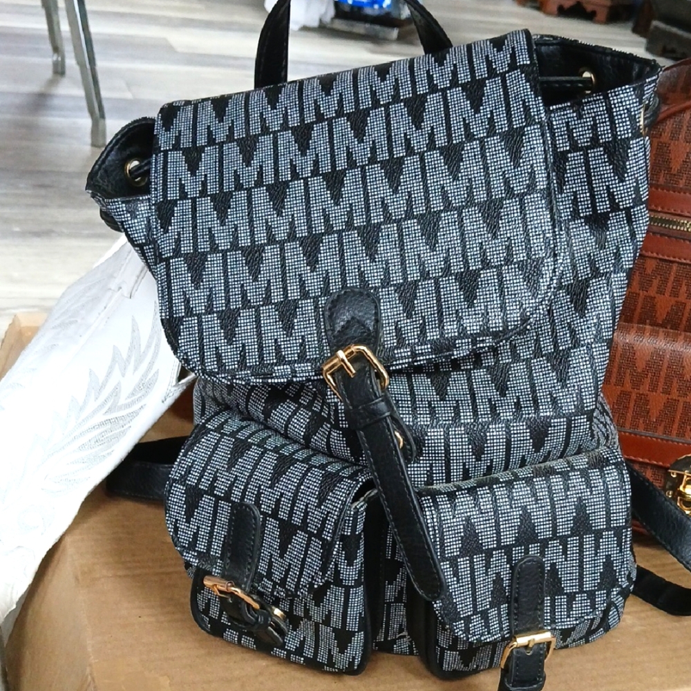 Black and Gray Monogram Backpack